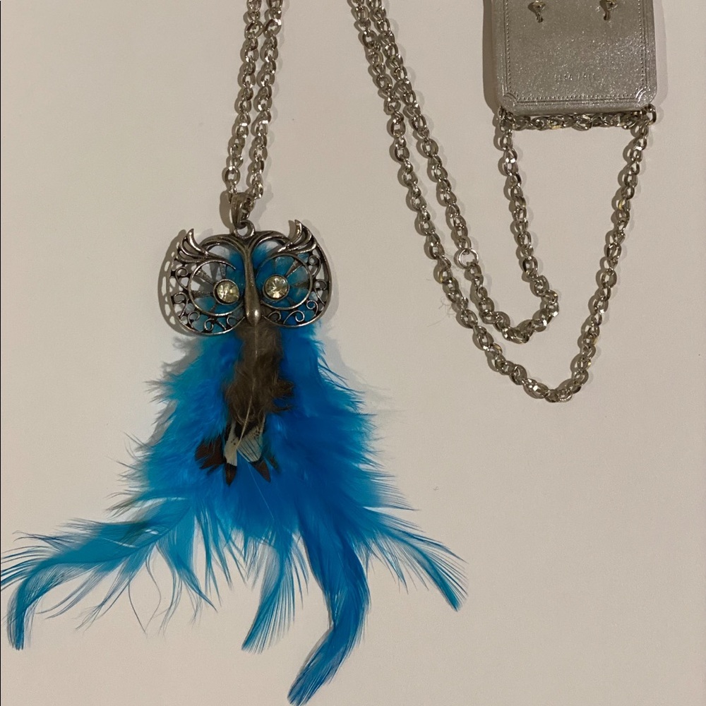 Feather Owl Necklace Set